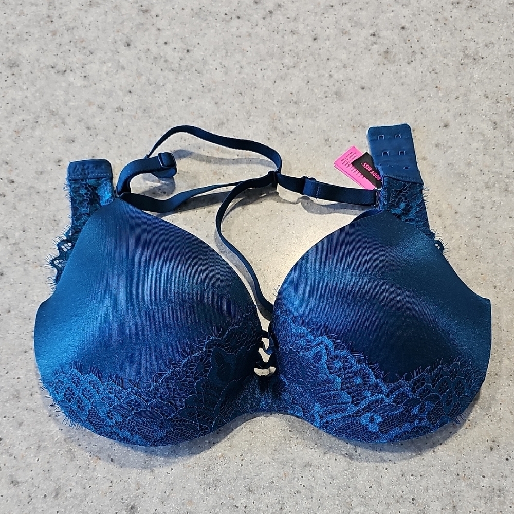 La SENZA Body Kiss 32C Deep Teal Lace Push-Up Bra